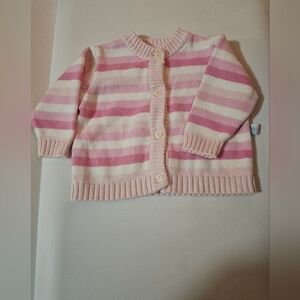 Pink Striped Kids Cardigan With Heart Buttons